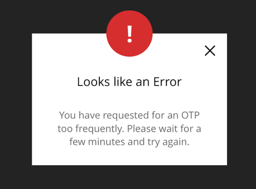 Failed OTP screen when trying to buy Bitcoin with debit card