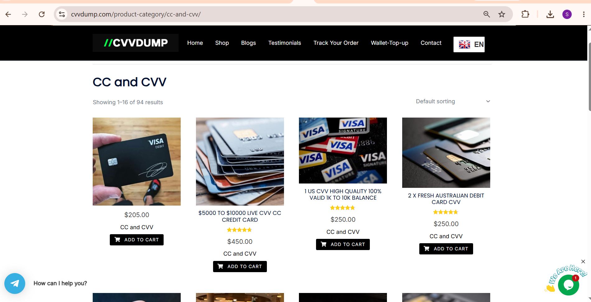 Non-VBV card listing on Cvvdump.com for buying Bitcoin without OTP